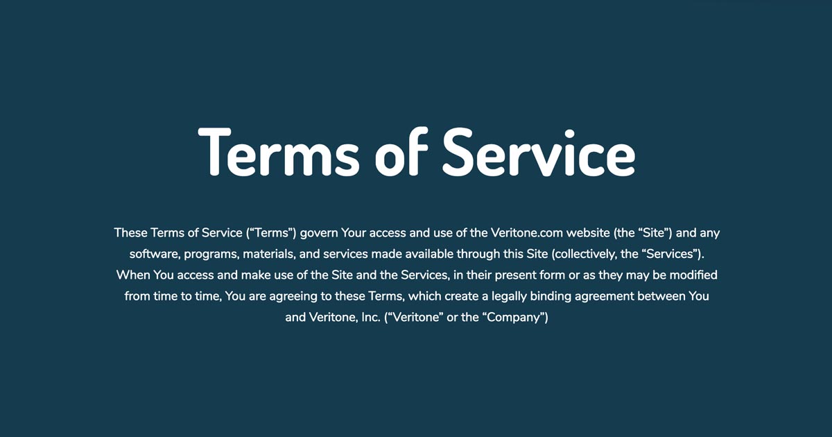 Terms Of Service Veritone Please read these terms of service (the terms) carefully because they govern your use of our websites including figma.com, designsystems.com for purposes of these terms: terms of service veritone